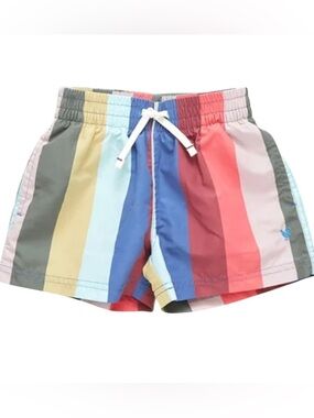 Pink Chicken Boys Swim Trunk - Blue Rooster Multi Color Stripe 2Y 2T